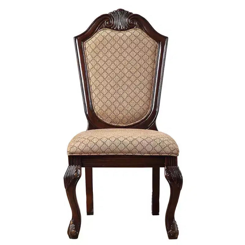 Classic Upholstered Dining Side Chairs, Set of 2, Fabric/Espresso Finish