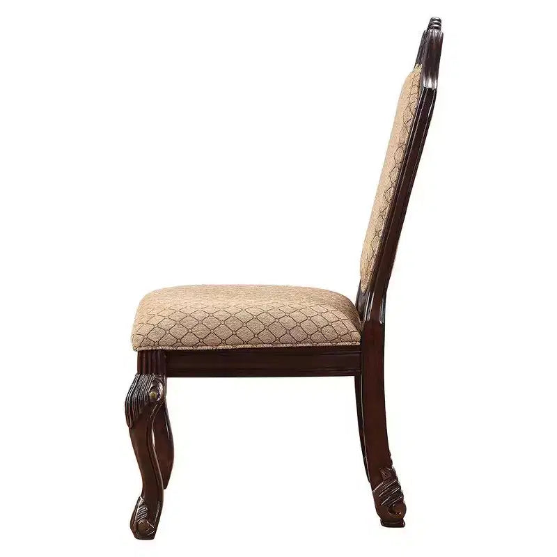Classic Upholstered Dining Side Chairs, Set of 2, Fabric/Espresso Finish