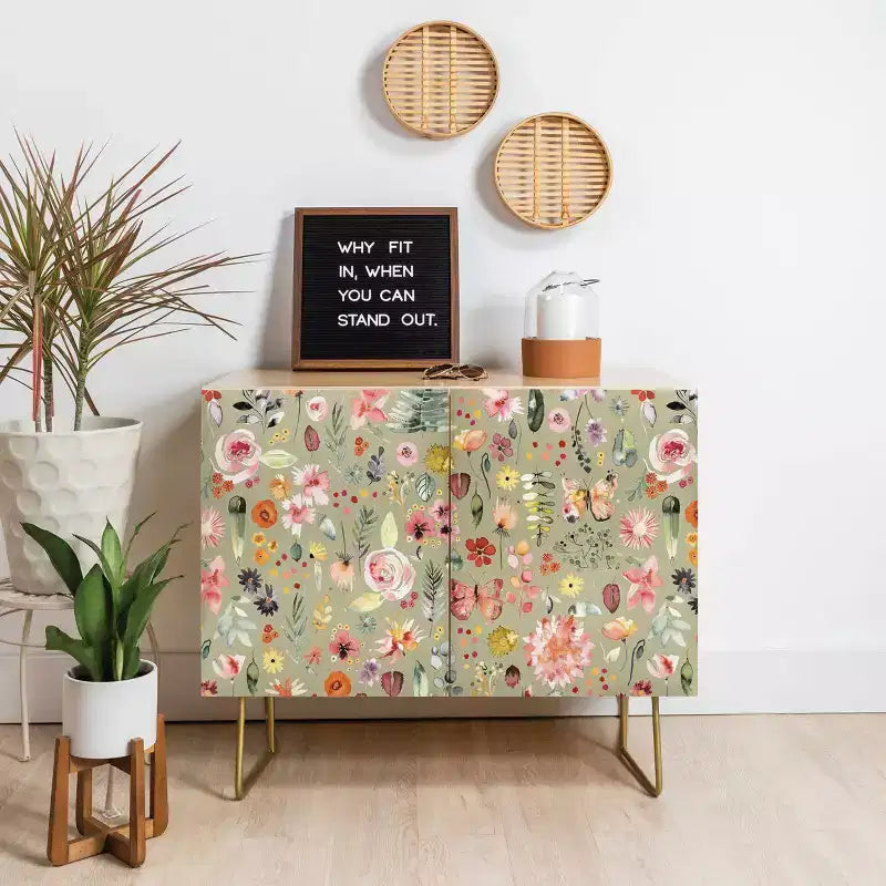 Countryside Colorful Plants Credenza