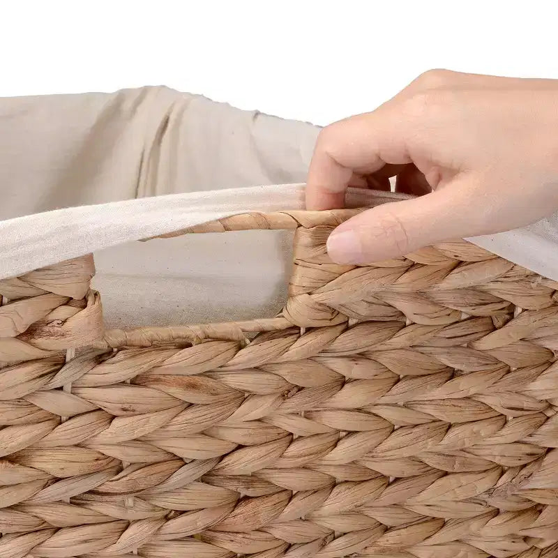 Handmade Wicker Laundry Hampers with Lids, Set of 2, Natural