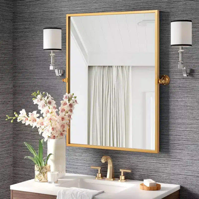Metal Frame Pivot Bathroom Vanity Mirror