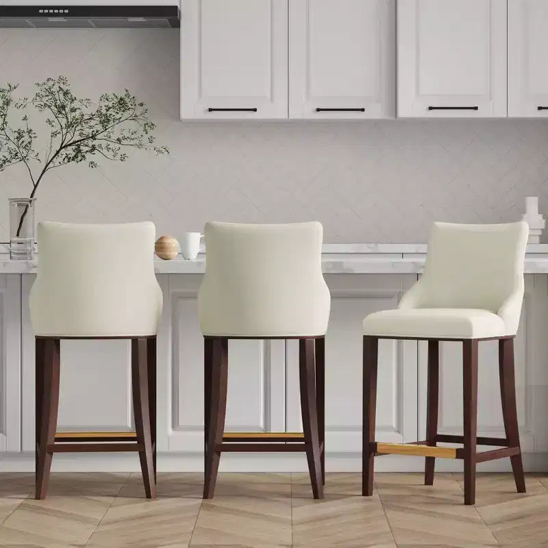 Manhattan Comfort Set of 3 Shubert Modern Leatherette Upholstered Barstools