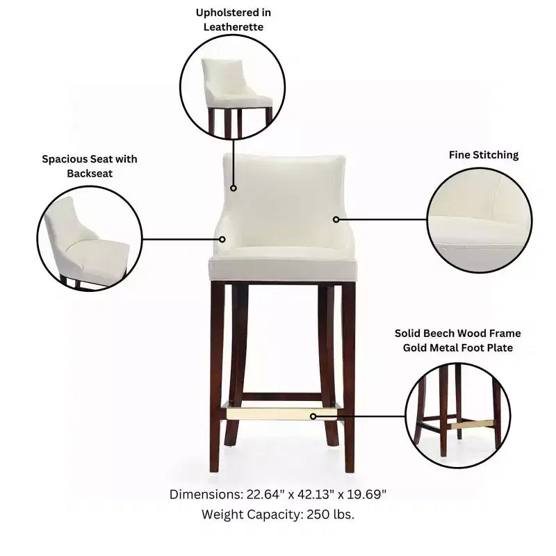 Manhattan Comfort Set of 3 Shubert Modern Leatherette Upholstered Barstools