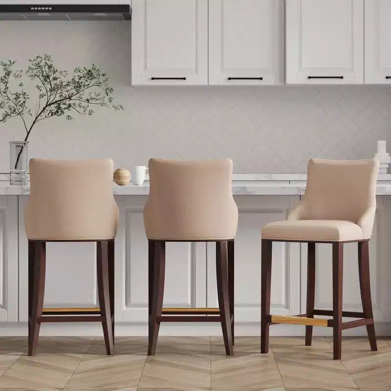 Manhattan Comfort Set of 3 Shubert Modern Leatherette Upholstered Barstools