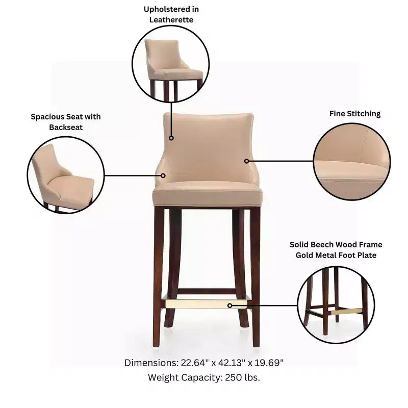 Manhattan Comfort Set of 3 Shubert Modern Leatherette Upholstered Barstools