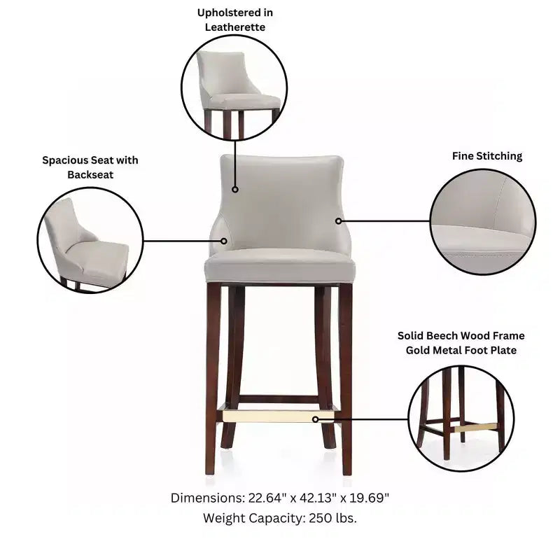 Manhattan Comfort Set of 3 Shubert Modern Leatherette Upholstered Barstools
