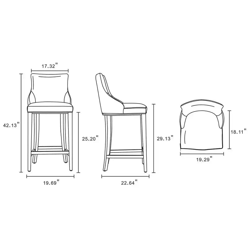 Manhattan Comfort Set of 3 Shubert Modern Leatherette Upholstered Barstools