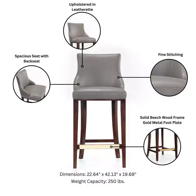 Manhattan Comfort Set of 3 Shubert Modern Leatherette Upholstered Barstools