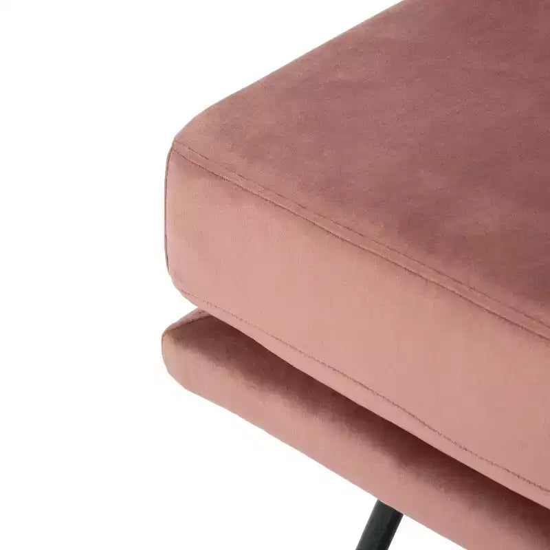 Velvet Accent Chair, Dusty Rose and Black, Armless