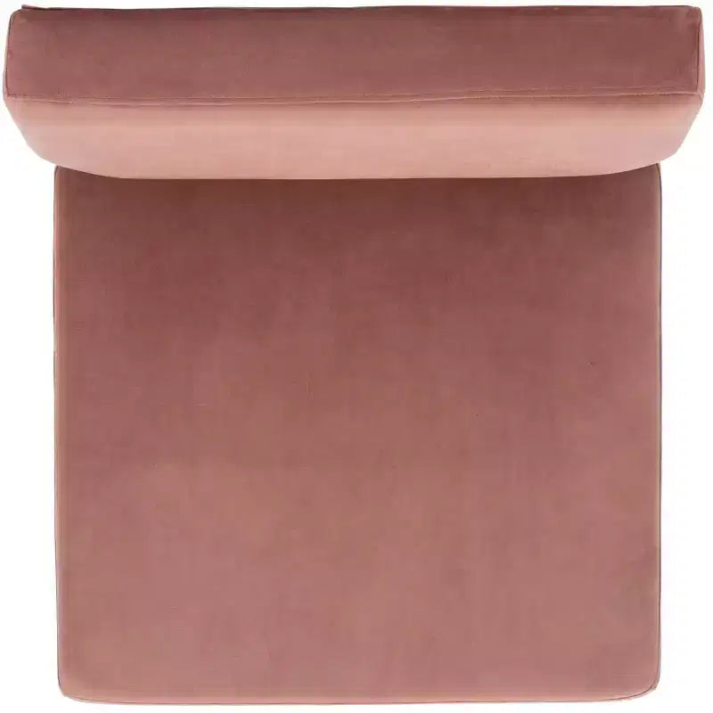 Velvet Accent Chair, Dusty Rose and Black, Armless
