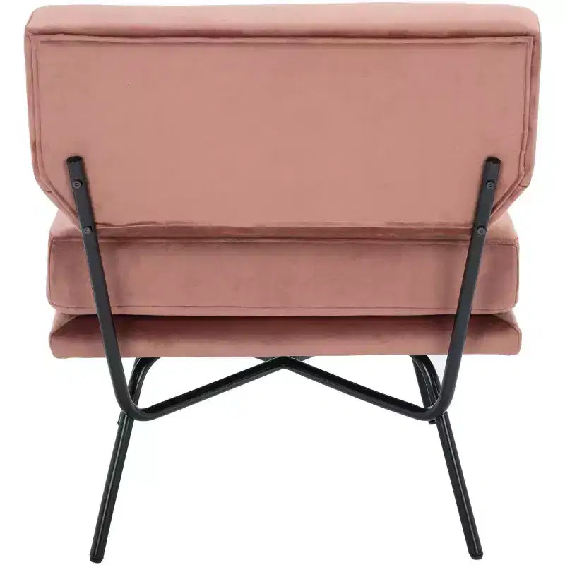 Velvet Accent Chair, Dusty Rose and Black, Armless