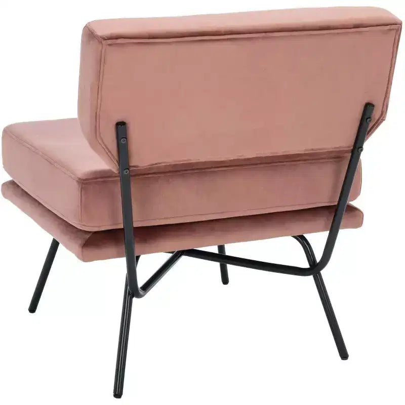 Velvet Accent Chair, Dusty Rose and Black, Armless