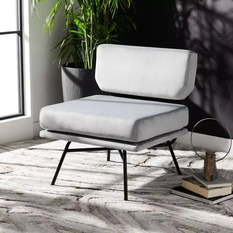 Velvet Accent Chair, Dusty Rose and Black, Armless