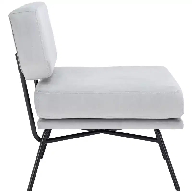 Velvet Accent Chair, Dusty Rose and Black, Armless