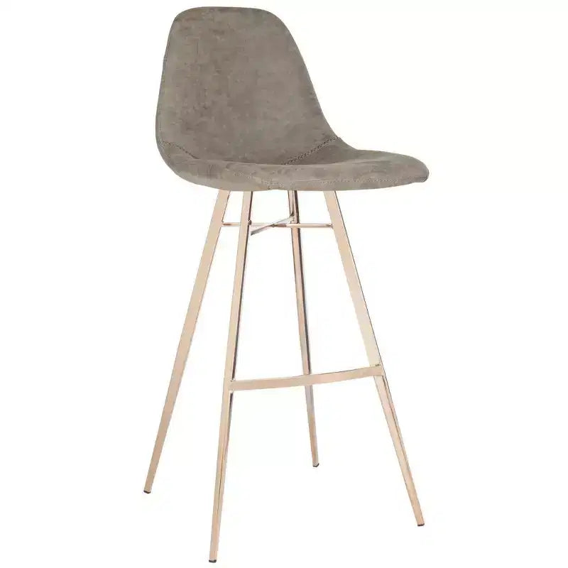Modern Bar Stool with Stainless Steel Frame, Brown & Copper, PU Seat