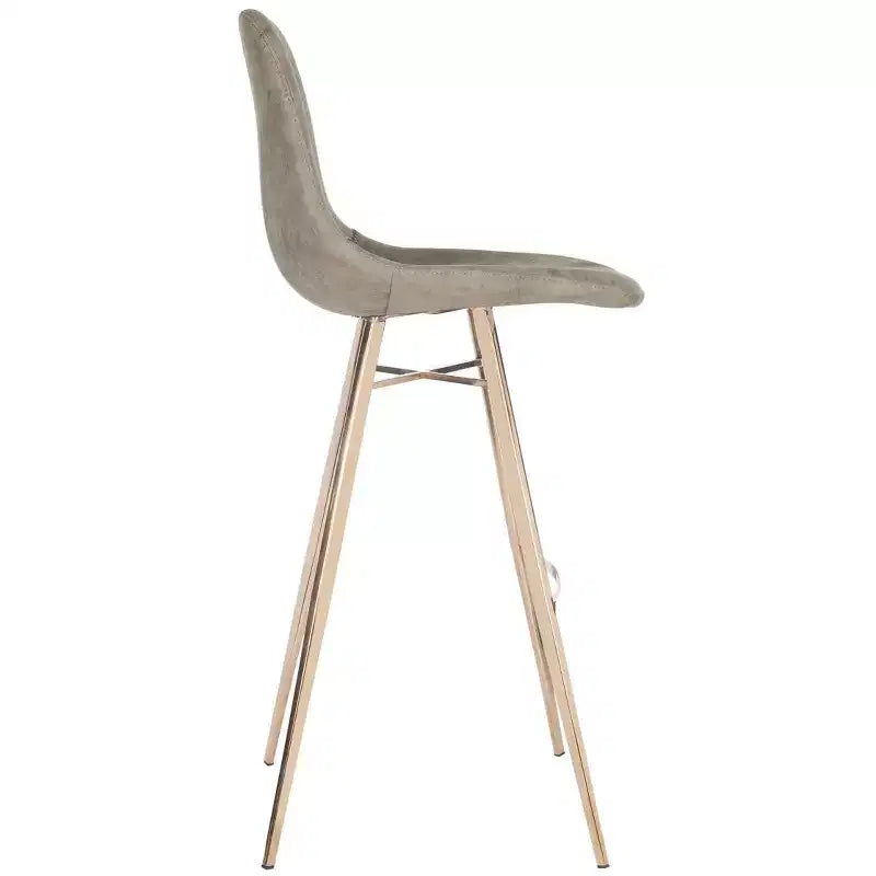 Modern Bar Stool with Stainless Steel Frame, Brown & Copper, PU Seat