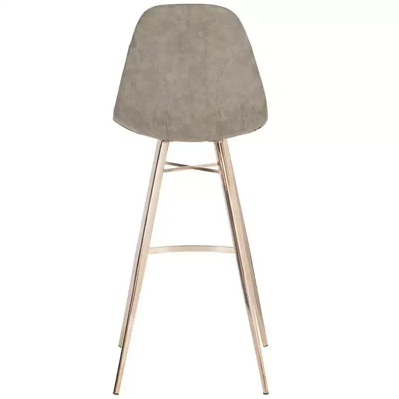 Modern Bar Stool with Stainless Steel Frame, Brown & Copper, PU Seat