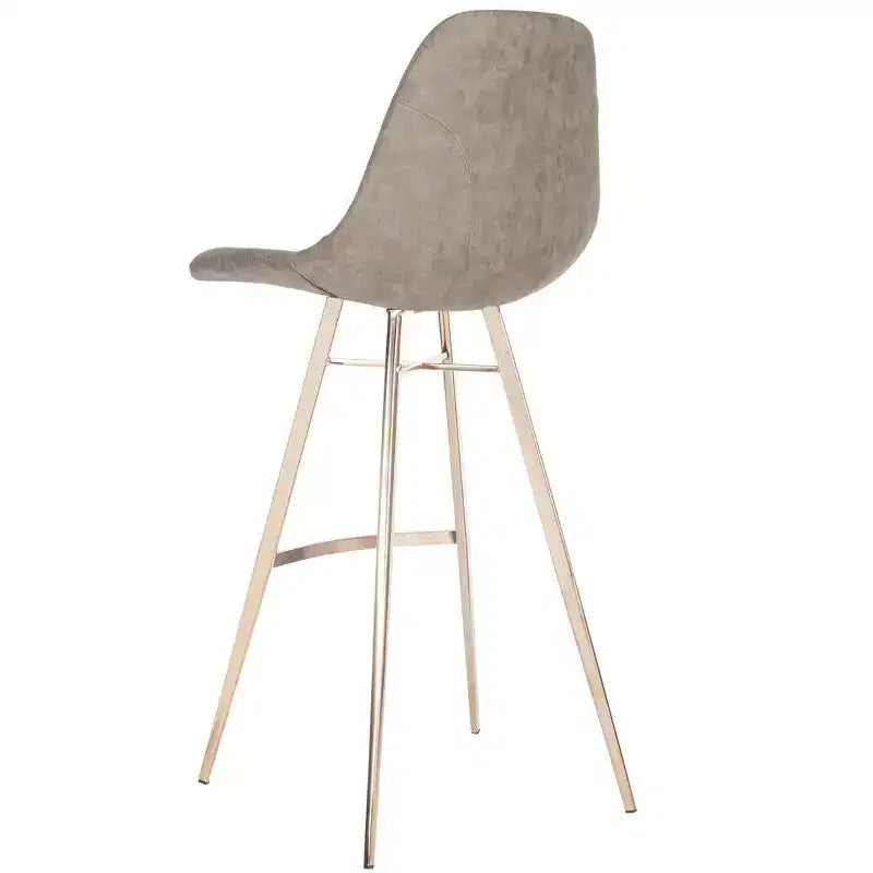 Modern Bar Stool with Stainless Steel Frame, Brown & Copper, PU Seat