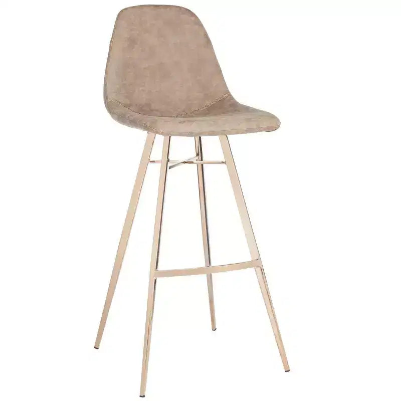 Modern Bar Stool with Stainless Steel Frame, Brown & Copper, PU Seat