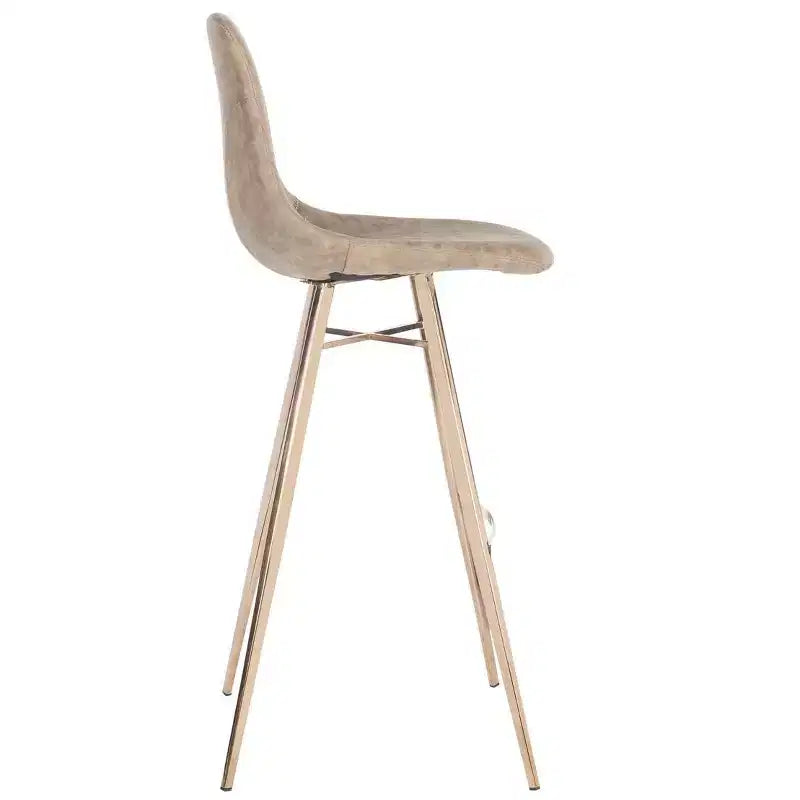 Modern Bar Stool with Stainless Steel Frame, Brown & Copper, PU Seat
