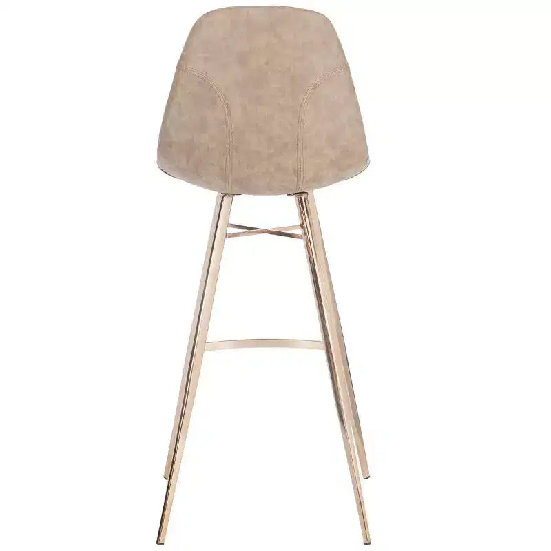 Modern Bar Stool with Stainless Steel Frame, Brown & Copper, PU Seat