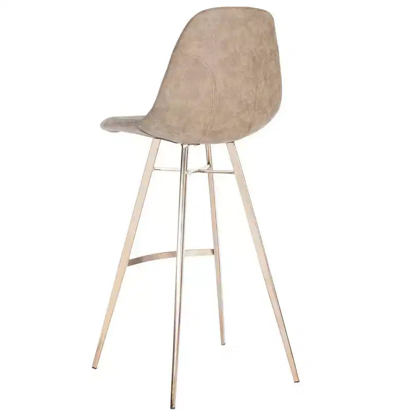 Modern Bar Stool with Stainless Steel Frame, Brown & Copper, PU Seat