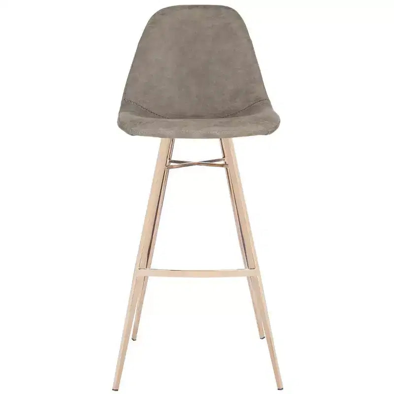 Modern Bar Stool with Stainless Steel Frame, Brown & Copper, PU Seat