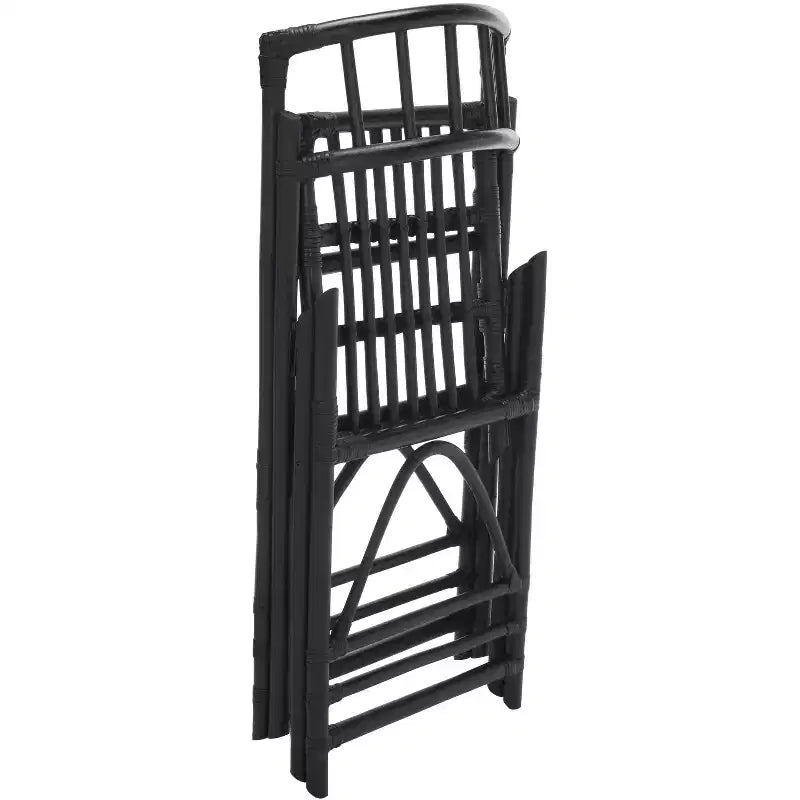 Rattan Folding Accent Chair, Set of 2, Black