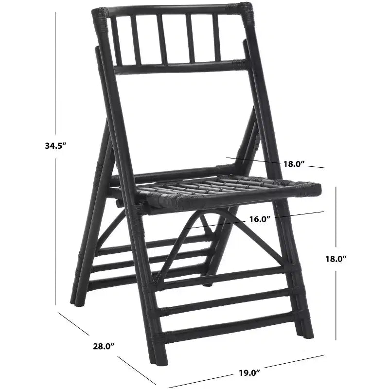 Rattan Folding Accent Chair, Set of 2, Black