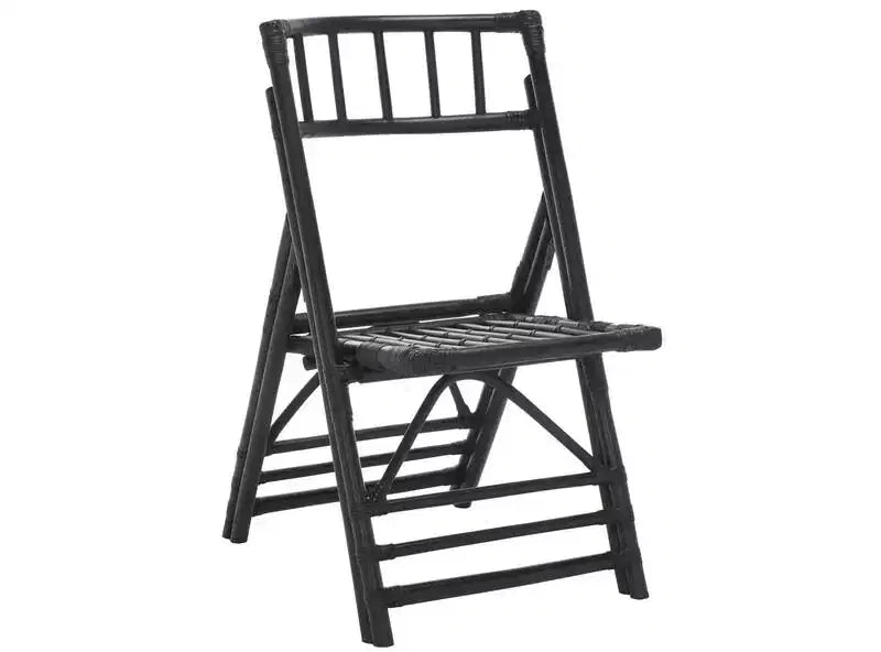 Rattan Folding Accent Chair, Set of 2, Black