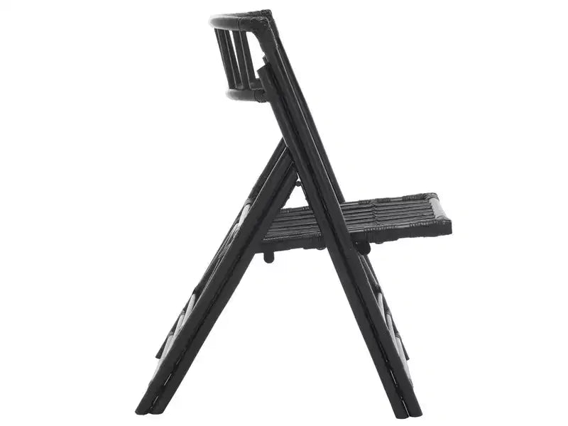 Rattan Folding Accent Chair, Set of 2, Black