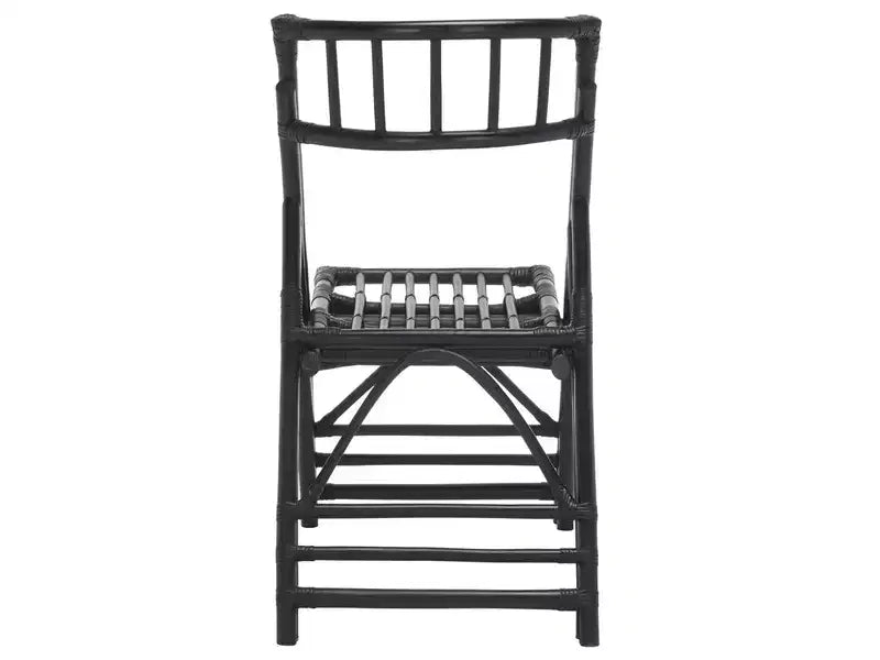 Rattan Folding Accent Chair, Set of 2, Black