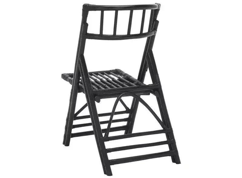 Rattan Folding Accent Chair, Set of 2, Black