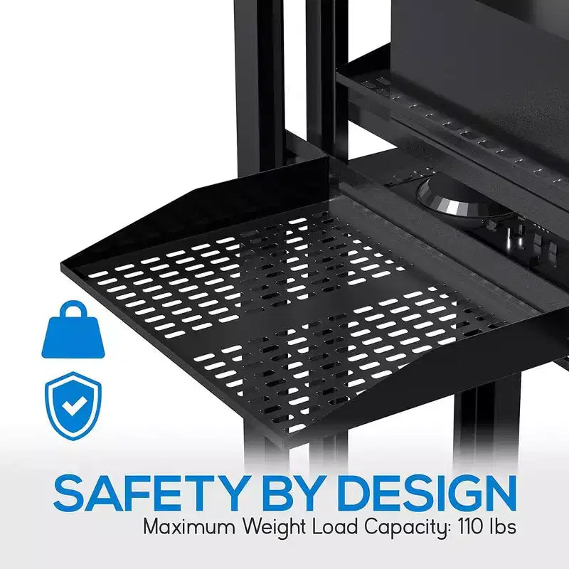 Heavy-Duty Server Rack Shelves for Easy Organization with Adjustable Depth, Sturdy Steel Construction, Black Finish