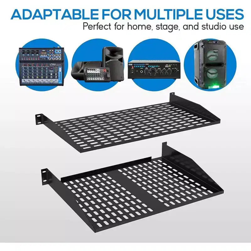 Heavy-Duty Server Rack Shelves for Easy Organization with Adjustable Depth, Sturdy Steel Construction, Black Finish