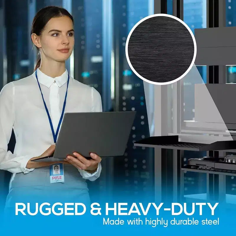 Heavy-Duty Server Rack Shelves for Easy Organization with Adjustable Depth, Sturdy Steel Construction, Black Finish
