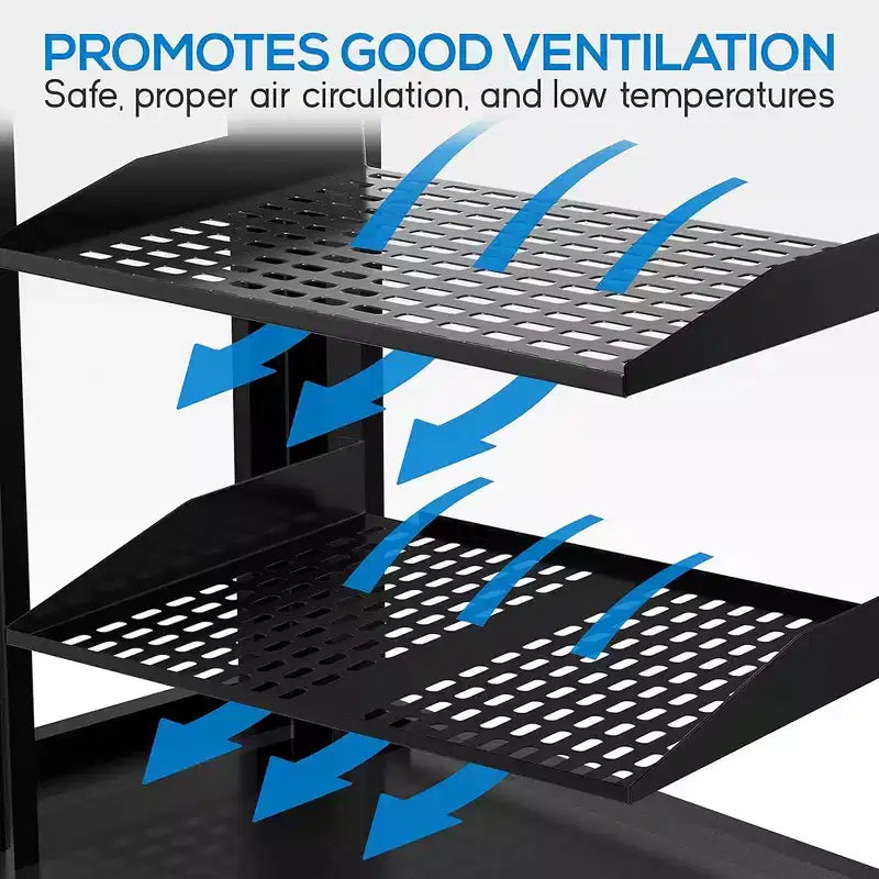 Heavy-Duty Server Rack Shelves for Easy Organization with Adjustable Depth, Sturdy Steel Construction, Black Finish
