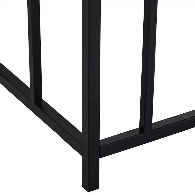 Modern Iron Rectangular Console Table 52 1/4 x 14 Black Geometrical White Stone Tabletop for Living Room