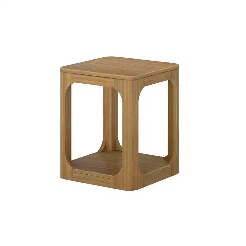 20" Solid Wood Square Side Table with Shelf for Living Room