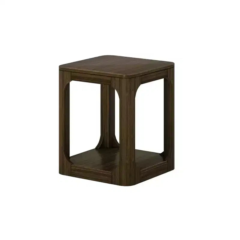20" Solid Wood Square Side Table with Shelf for Living Room
