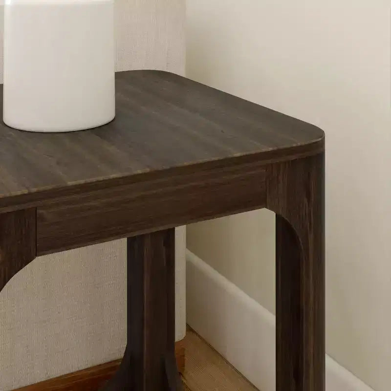 20" Solid Wood Square Side Table with Shelf for Living Room