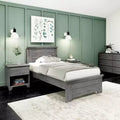 Farmhouse Twin Bed Frame with Headboard, Solid Wood Platform Bed