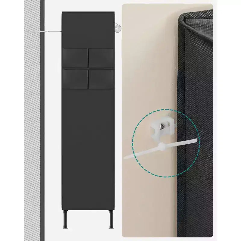 65-Inch Heavy Duty Portable Wardrobe Closet with Cover, 2 Hanging Rails, Black
