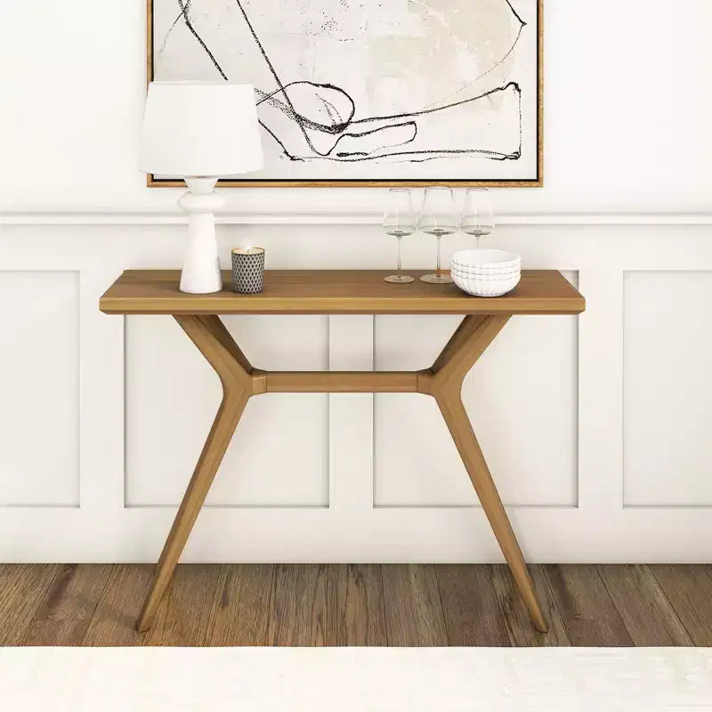 46-Inch Solid Wood Scandinavian Console Table, Narrow Entryway Table for Hallway, Living Room