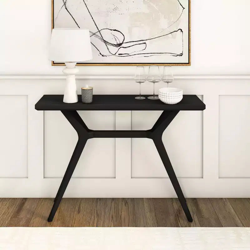 46-Inch Solid Wood Scandinavian Console Table, Narrow Entryway Table for Hallway, Living Room