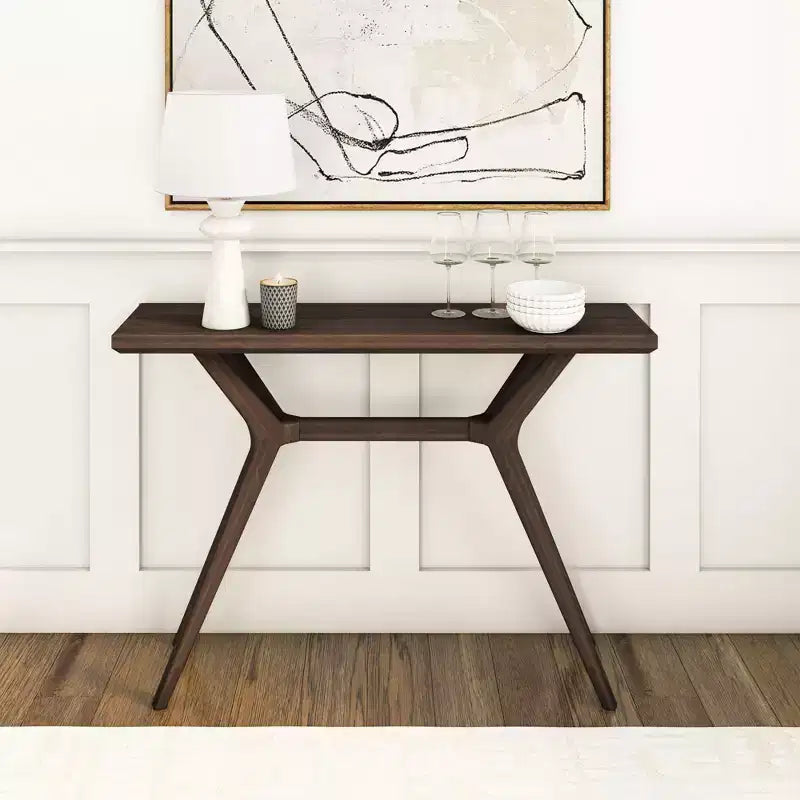 46-Inch Solid Wood Scandinavian Console Table, Narrow Entryway Table for Hallway, Living Room