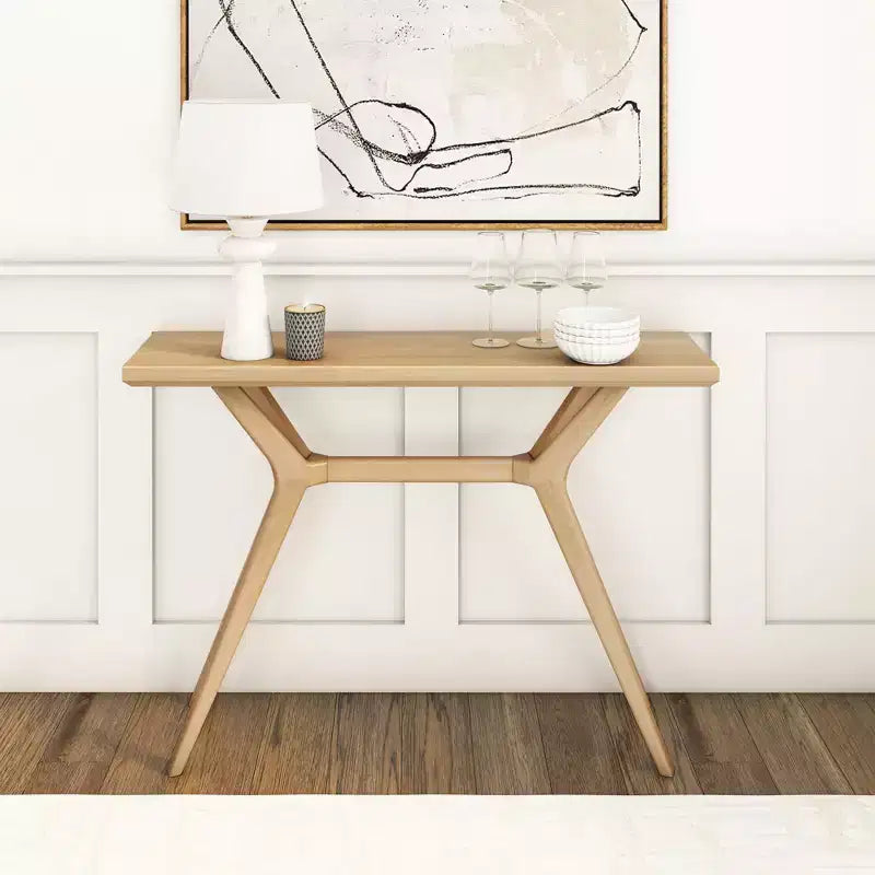 46-Inch Solid Wood Scandinavian Console Table, Narrow Entryway Table for Hallway, Living Room