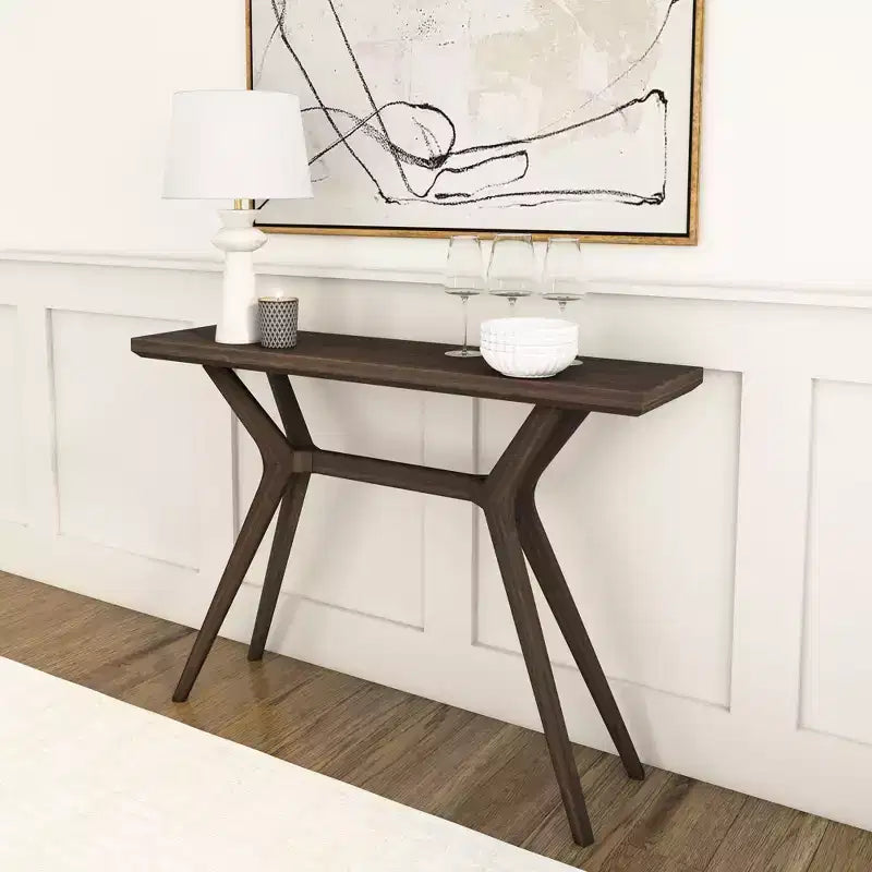 46-Inch Solid Wood Scandinavian Console Table, Narrow Entryway Table for Hallway, Living Room