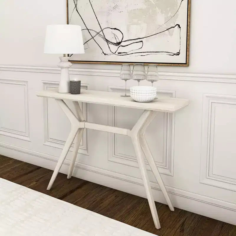 46-Inch Solid Wood Scandinavian Console Table, Narrow Entryway Table for Hallway, Living Room