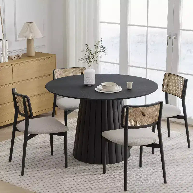 Black Round Dining Table with Personalized Designer Base